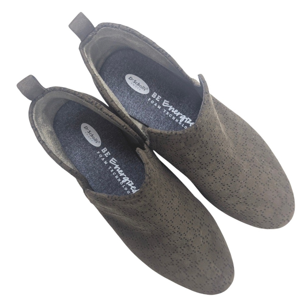 Dr. Scholls Womens 8.5 Perforated Ankle Booties Be Energized Foam Olive Green